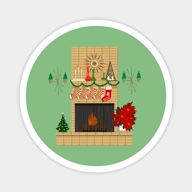 Mod Christmas fireplace Magnet by jenblove